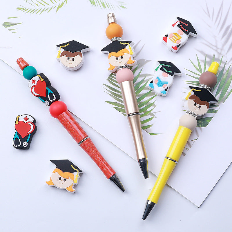 Wholesale 20PCS/PACK Graduation Season Cartoon Dwarf Silicone Beads